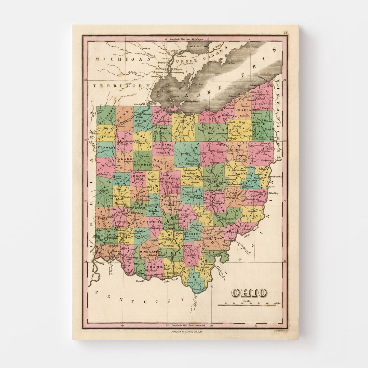 Vintage Map of Ohio 1824