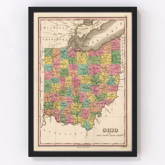 Vintage Map of Ohio 1824