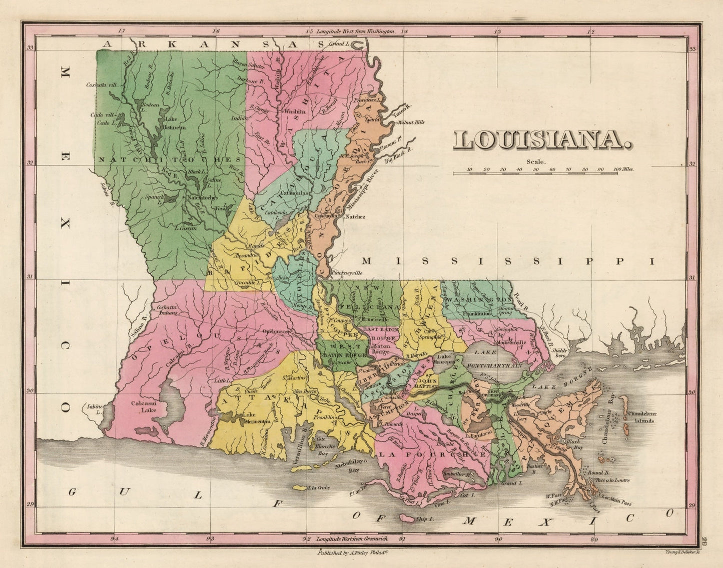 Vintage Map of Louisiana 1824