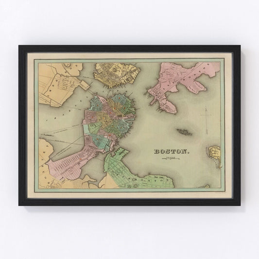 Vintage Map of Boston, Massachusetts 1838
