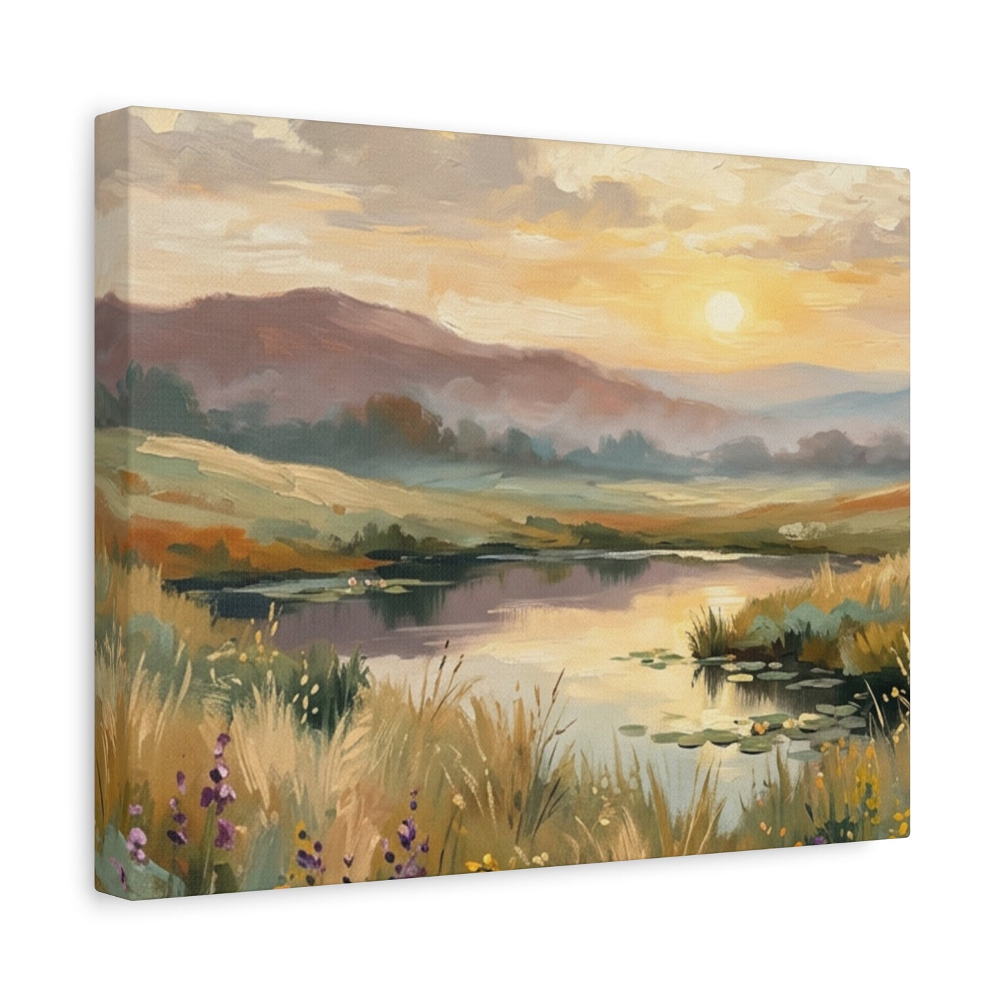 Sunset Meadow Canvas Wall Art — Stretched Matte Landscape Print