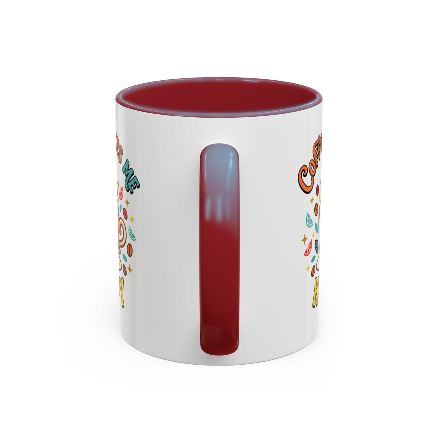 Coffee Mug — "Coffee Makes Me Happy" Cute Retro Accent Mug (11/15oz)