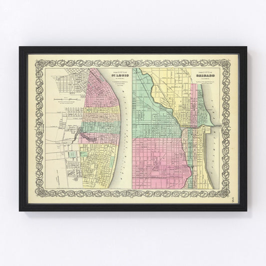 Vintage Map of Chicago, Illinois 1856