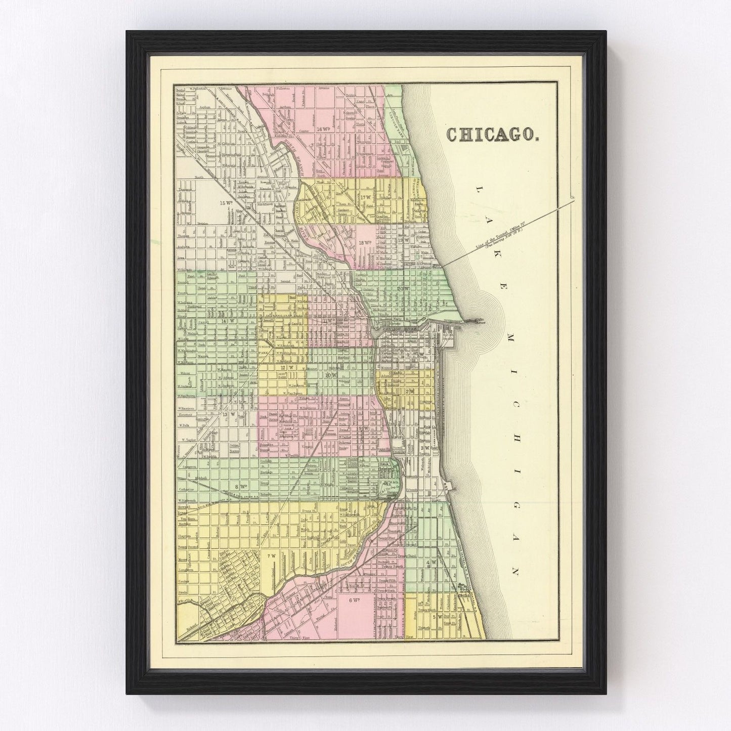 Vintage Map of Chicago, Illinois 1890