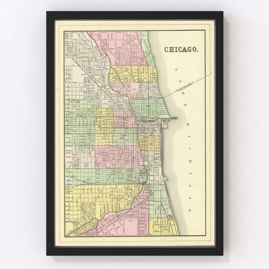Vintage Map of Chicago, Illinois 1890
