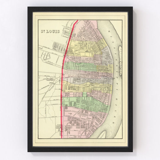 Vintage Map of Saint Louis, Missouri 1890
