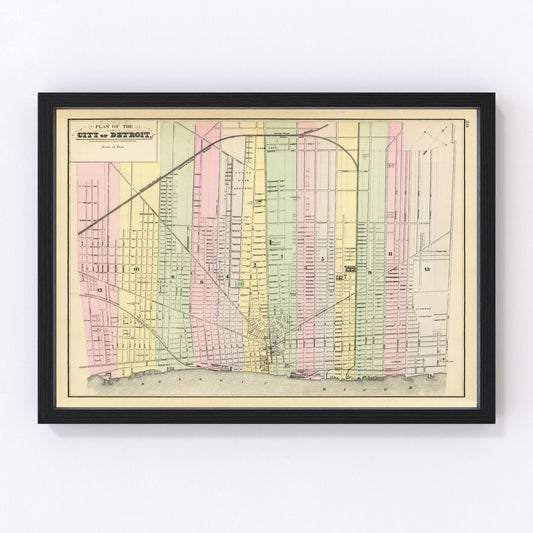 Vintage Map of Detroit, Michigan 1890