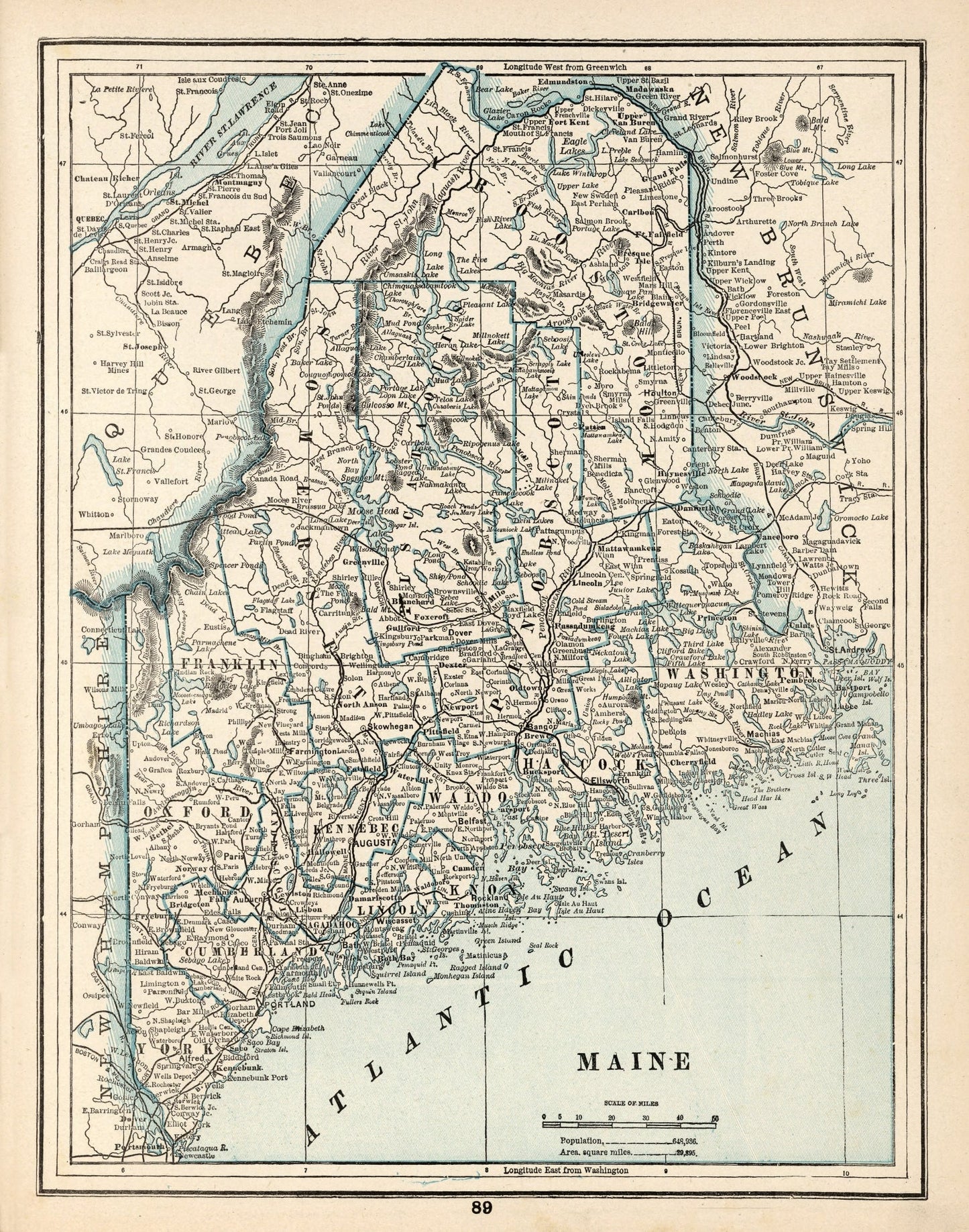 Vintage Map of Maine 1893