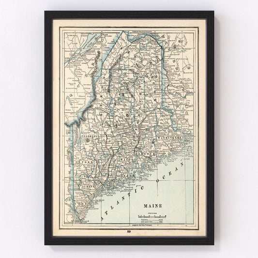 Vintage Map of Maine 1893