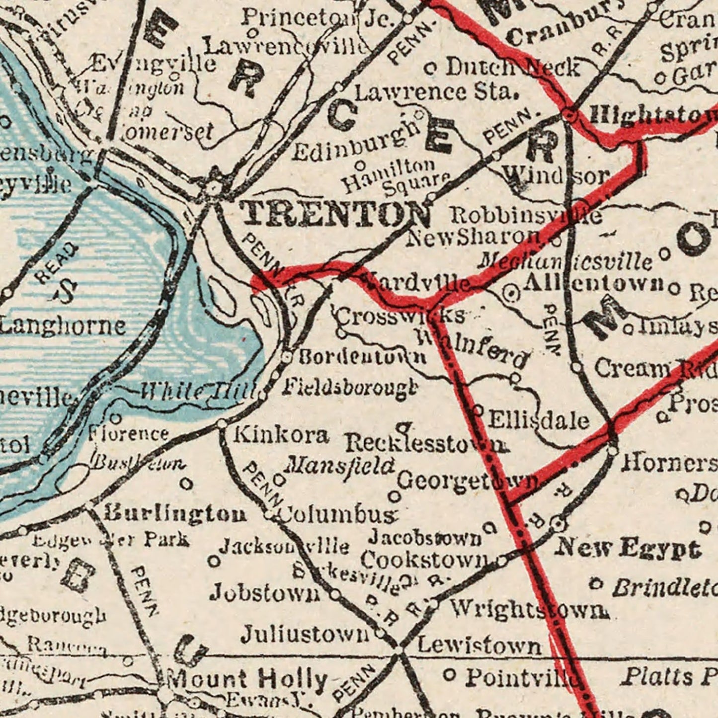 Vintage Map of New Jersey 1893