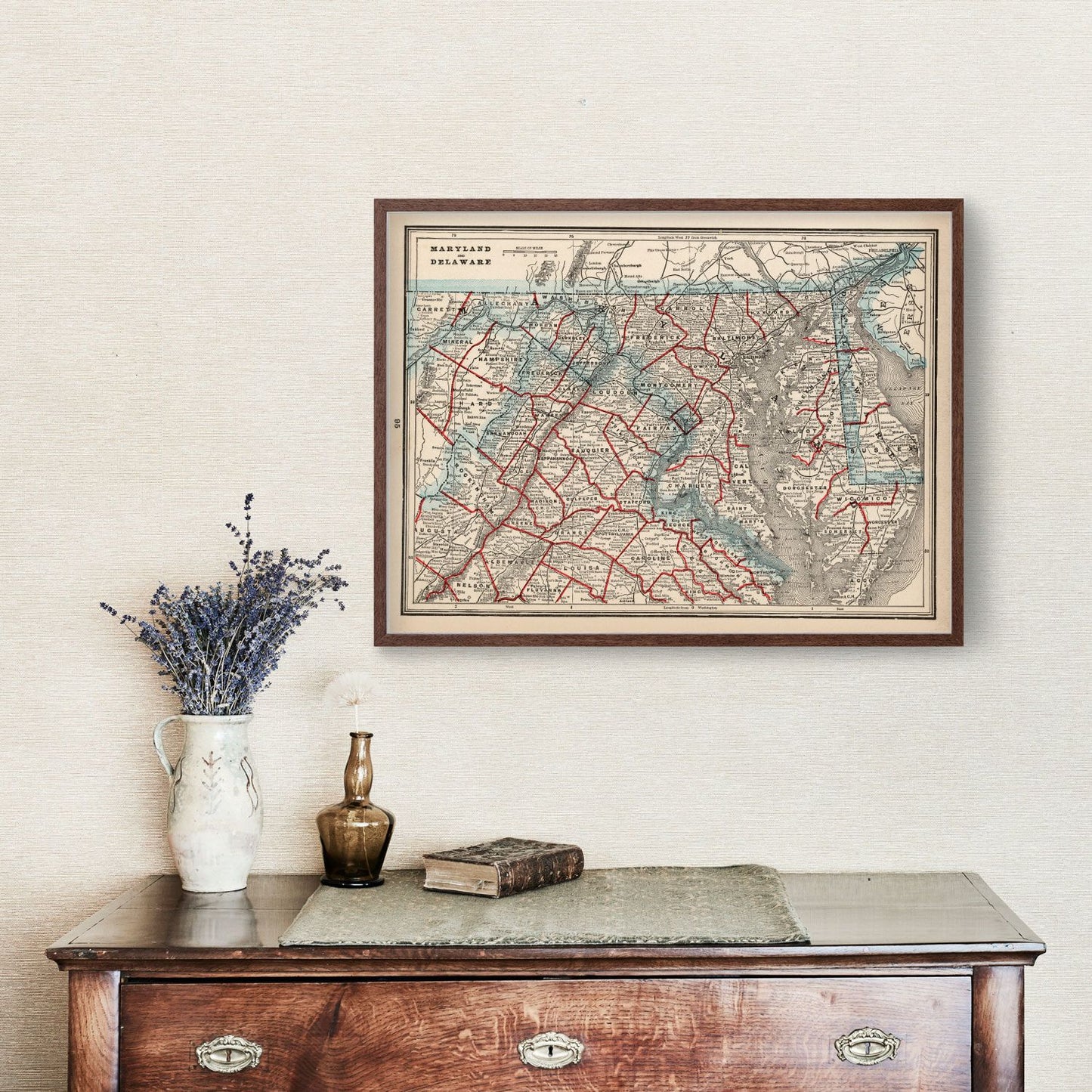 Vintage Map of Maryland & Delaware 1893