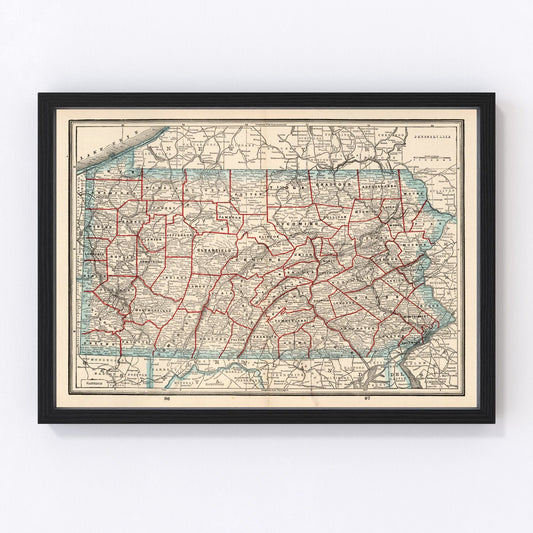 Vintage Map of Pennsylvania 1893