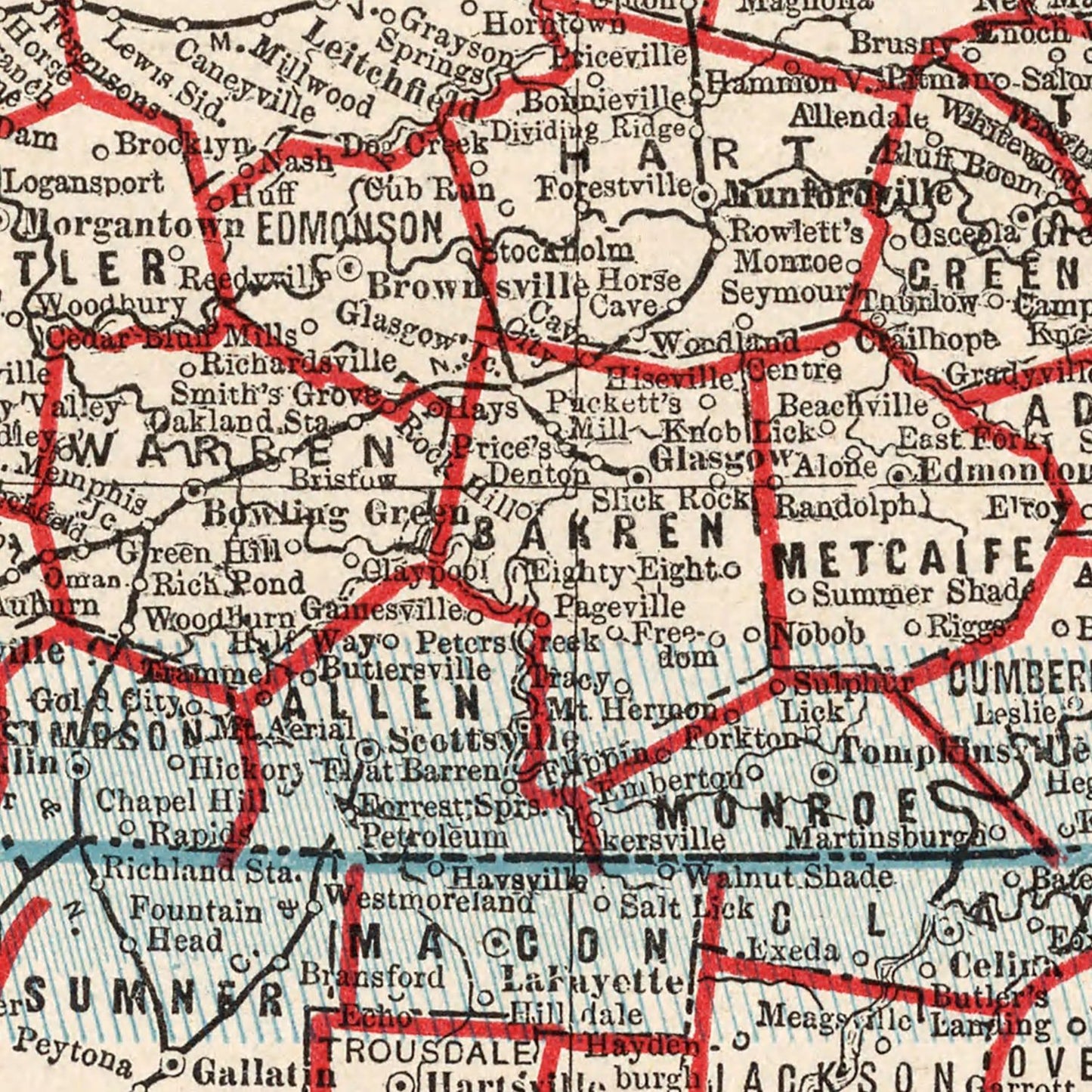 Vintage Map of Kentucky 1893