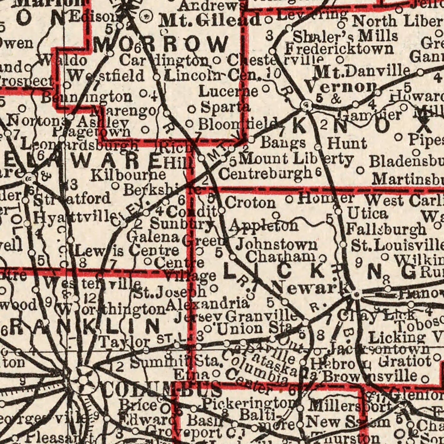 Vintage Map of Ohio 1893