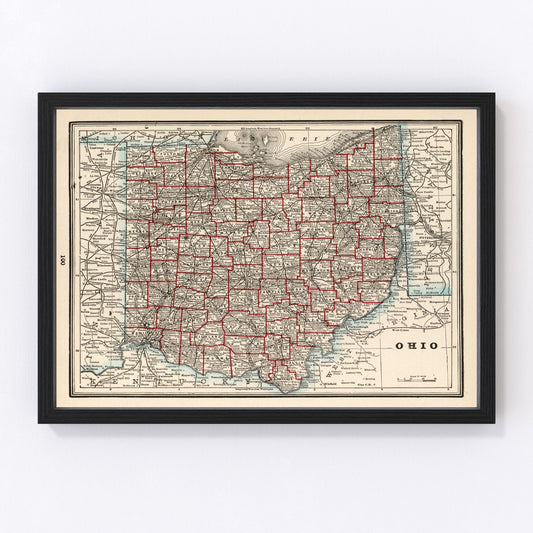 Vintage Map of Ohio 1893