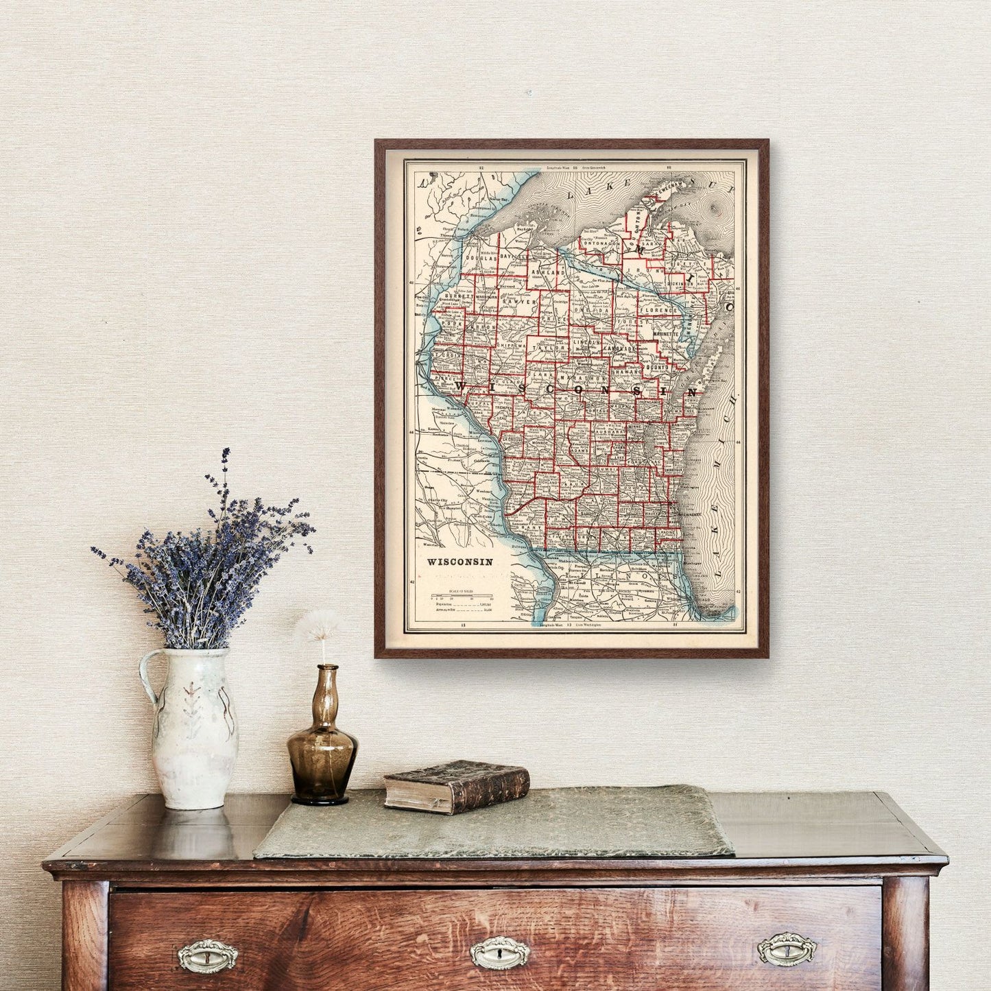 Vintage Map of Wisconsin 1893
