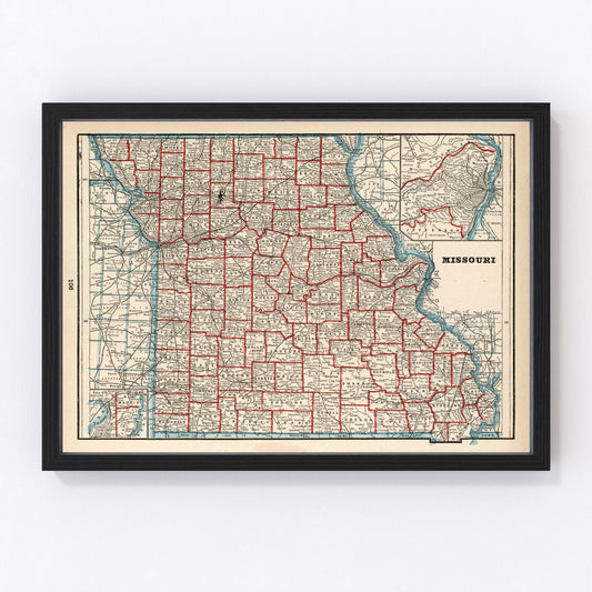 Vintage Map of Missouri 1893