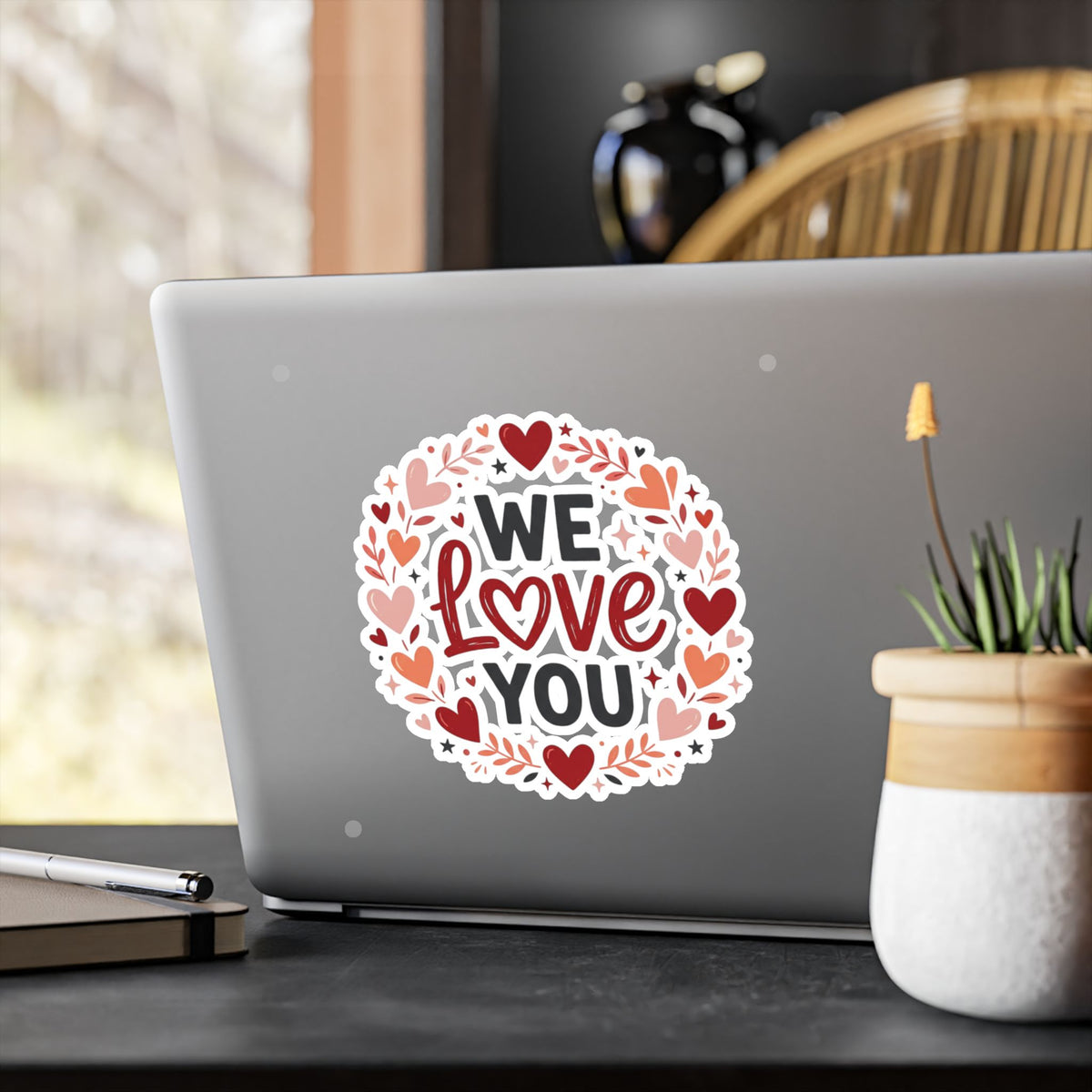 We Love You Heart Wreath Vinyl Sticker — Decal for Windows, Laptops & Gifts