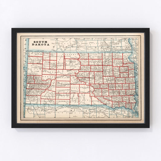 Vintage Map of South Dakota 1893