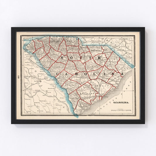 Vintage Map of South Carolina 1893