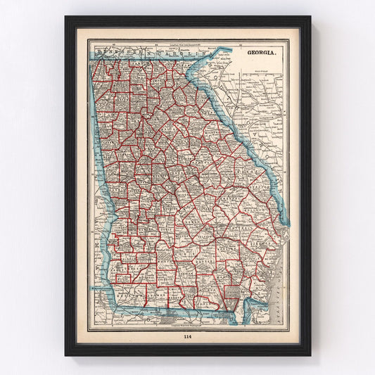 Vintage Map of Georgia 1893