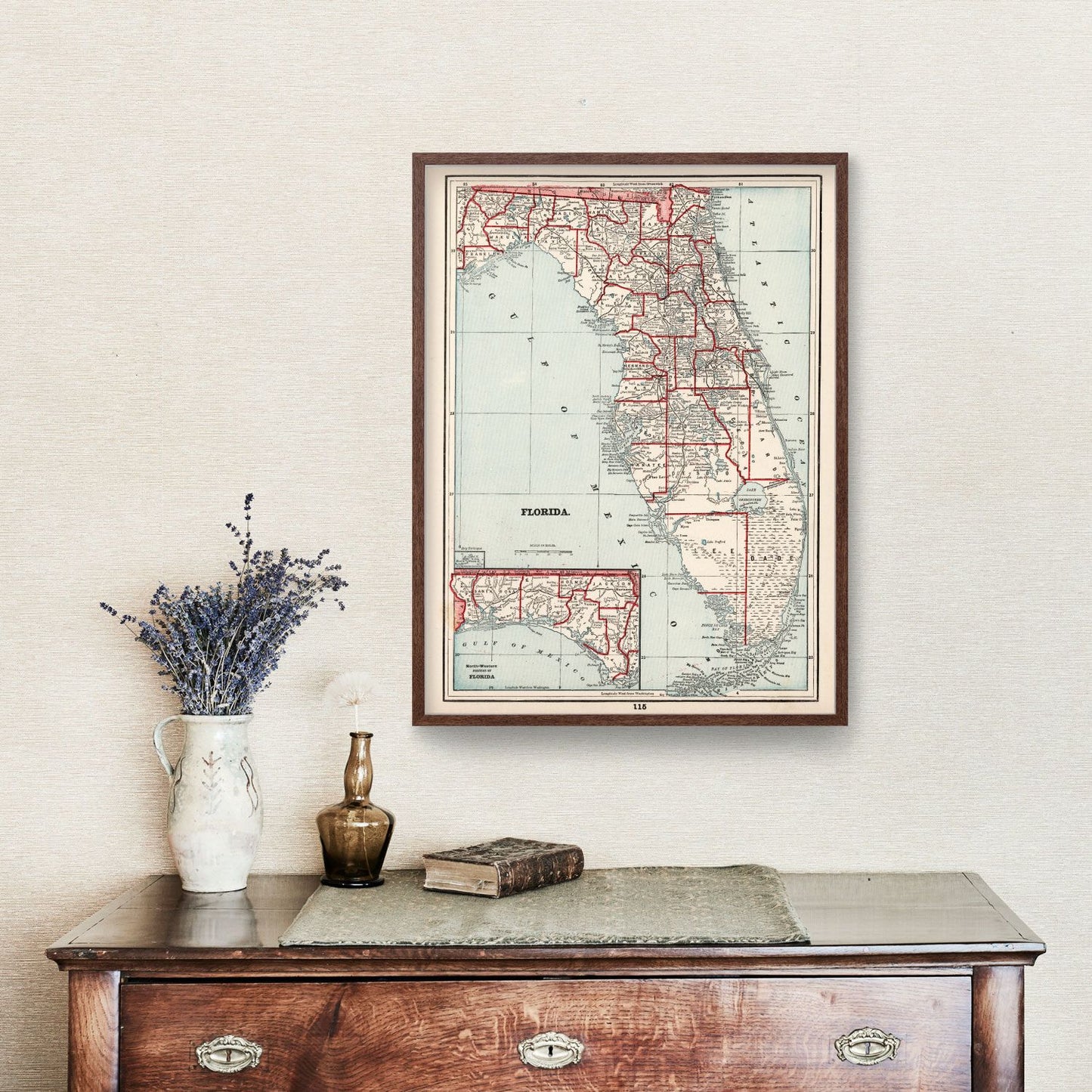 Vintage Map of Florida 1893