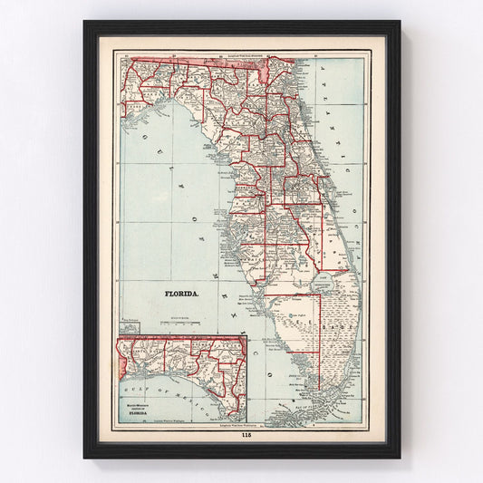 Vintage Map of Florida 1893