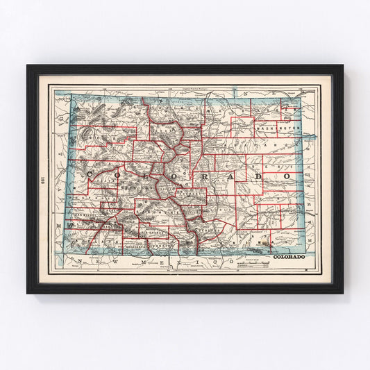 Vintage Map of Colorado 1893