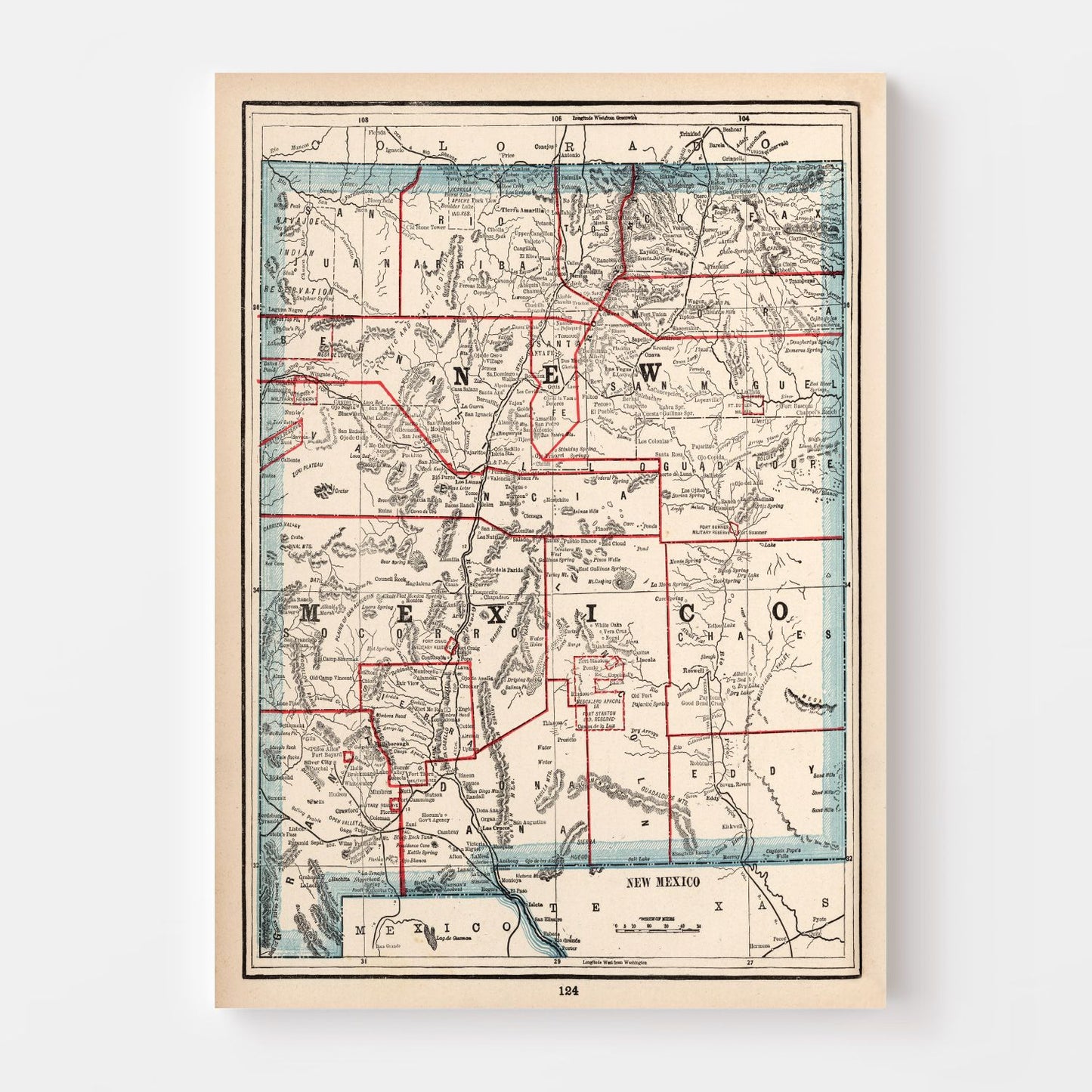Vintage Map of New Mexico 1893