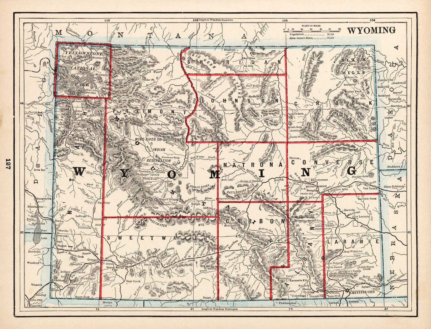 Vintage Map of Wyoming 1893