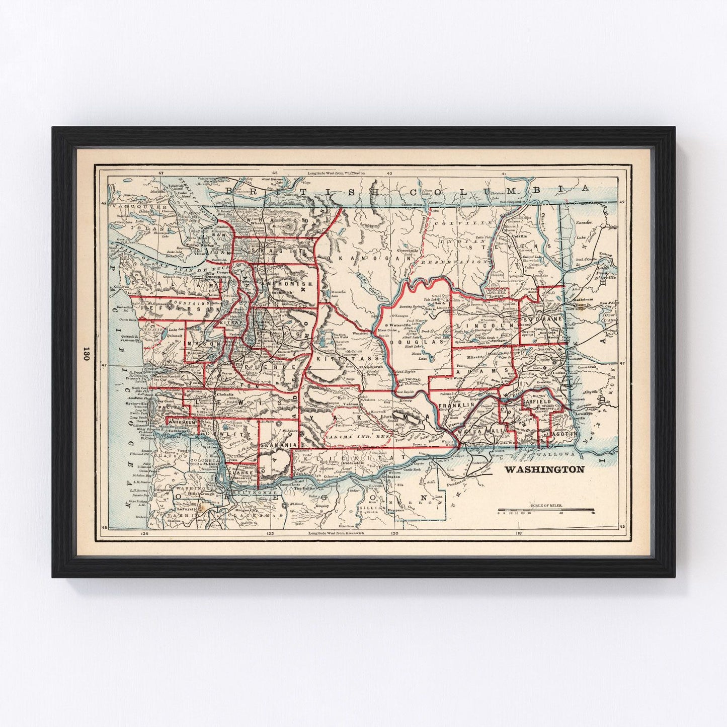 Vintage Map of Washington 1893