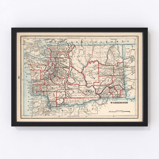 Vintage Map of Washington 1893