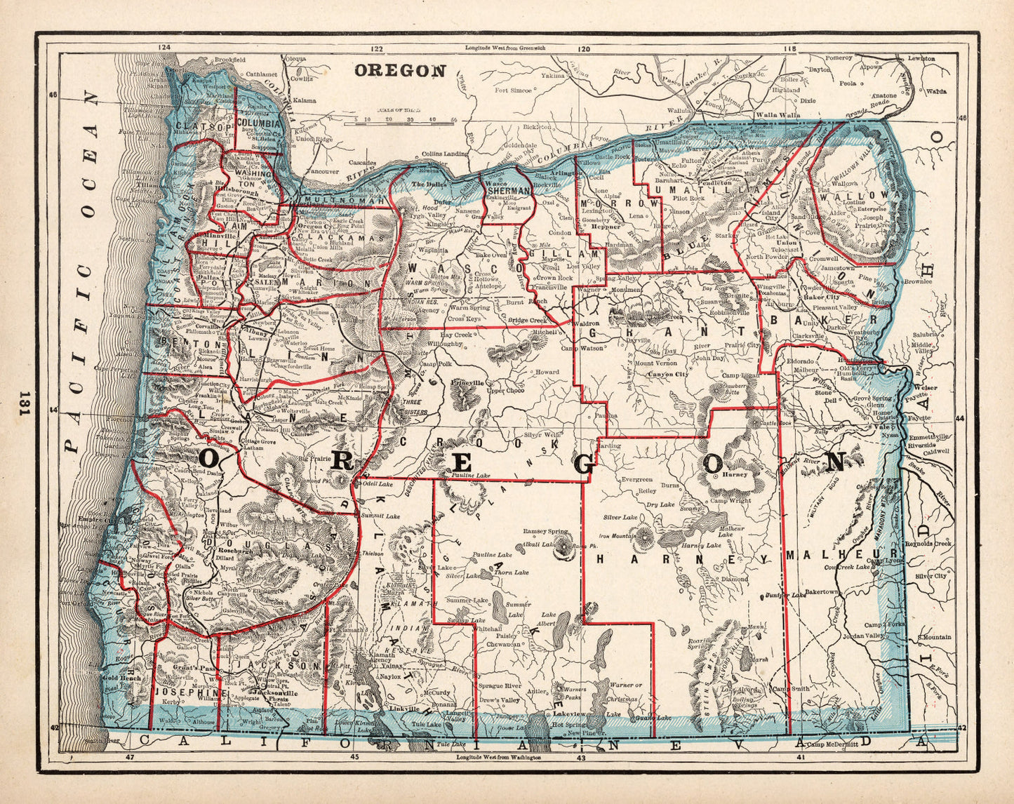 Vintage Map of Oregon 1893