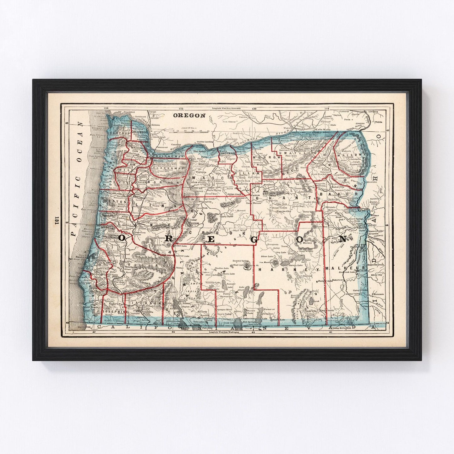 Vintage Map of Oregon 1893