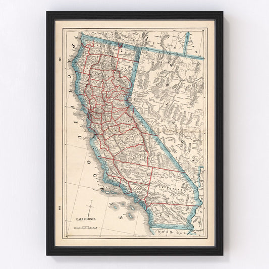 Vintage Map of California 1893