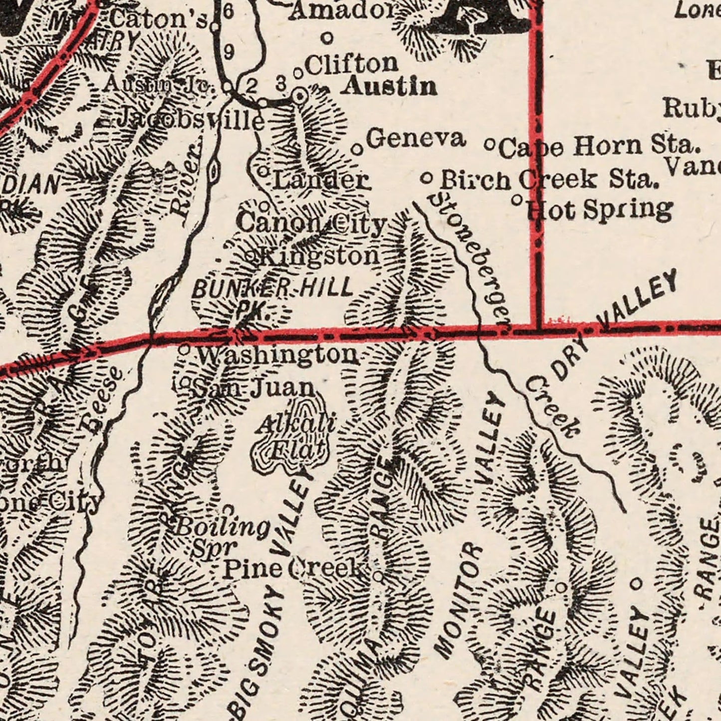 Vintage Map of Nevada 1893