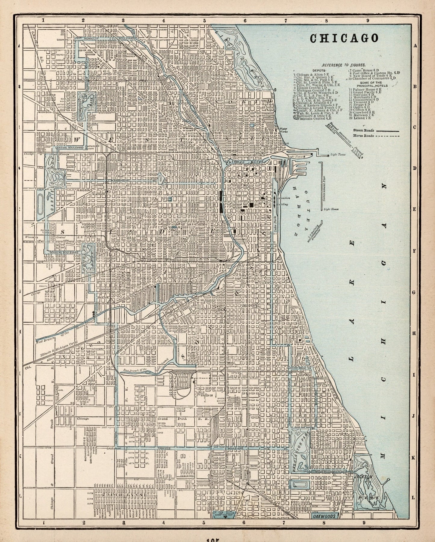 Vintage Map of Chicago, Illinois 1893