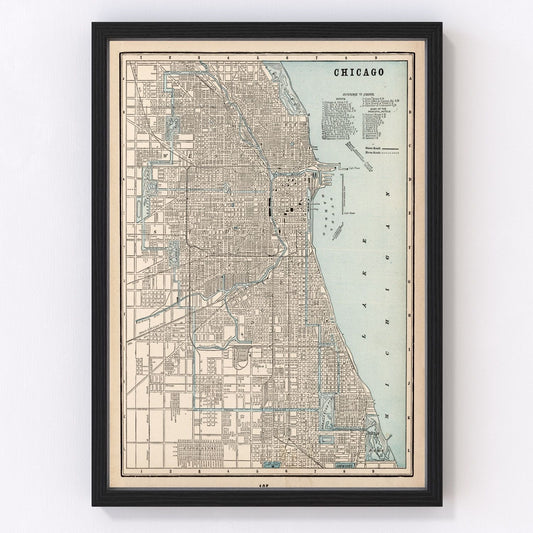 Vintage Map of Chicago, Illinois 1893
