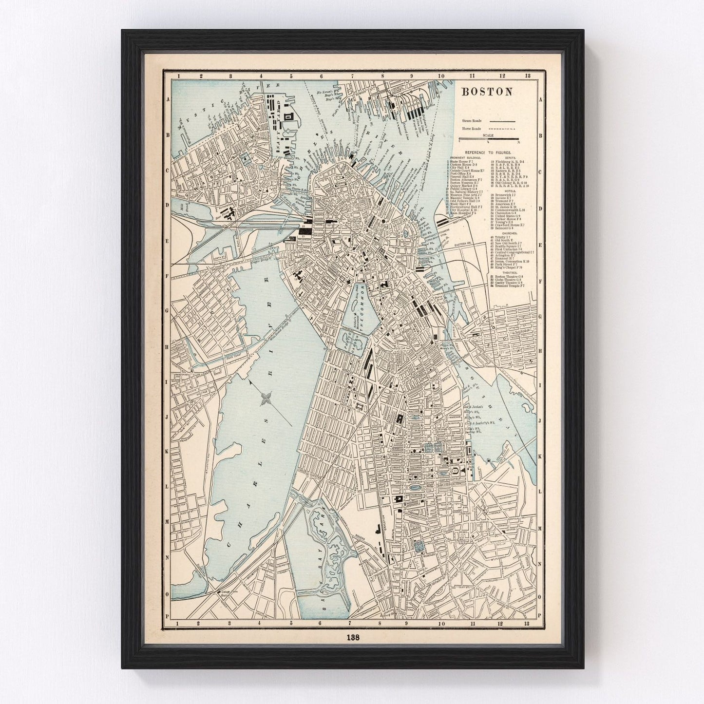 Vintage Map of Boston, Massachusetts 1893