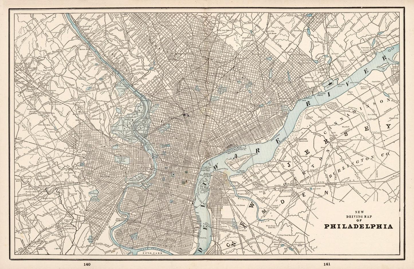 Vintage Map of Philadelphia, Pennsylvania 1893