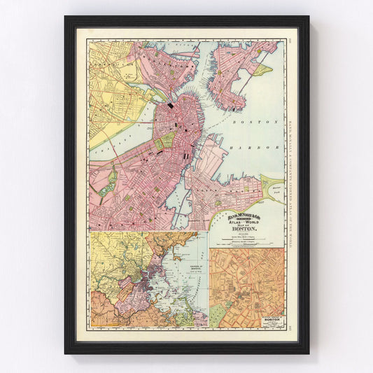 Vintage Map of Boston, Massachusetts 1897