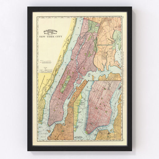 Vintage Map of New York City, New York 1897