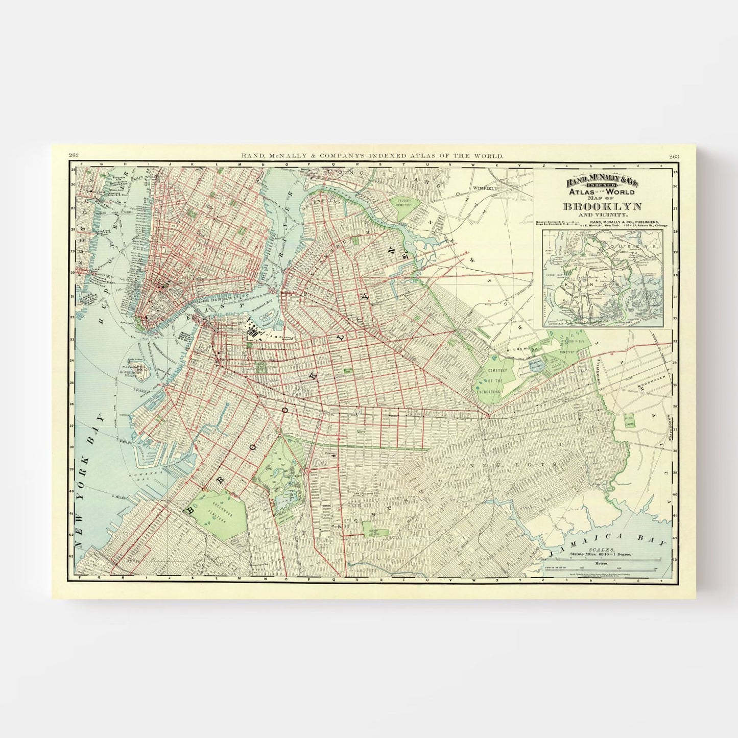 Vintage Map of Brooklyn, New York 1897