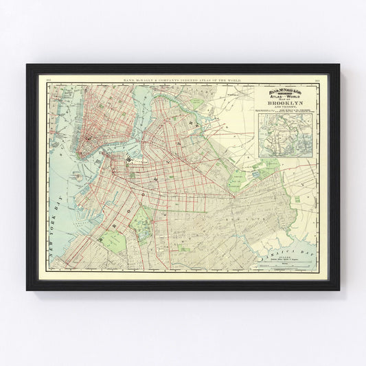 Vintage Map of Brooklyn, New York 1897