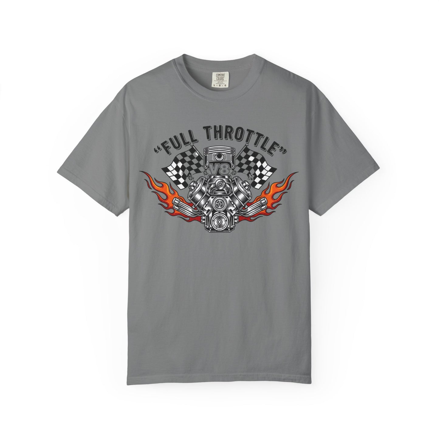 Full Throttle V8 Engine T-shirt | Racing Flags, Flames