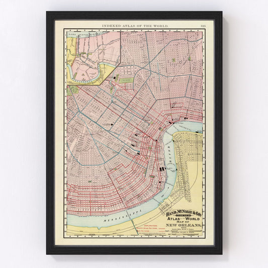 Vintage Map of New Orleans, Louisiana 1897