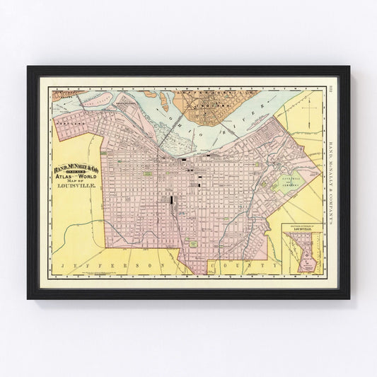 Vintage Map of Louisville, Kentucky 1897