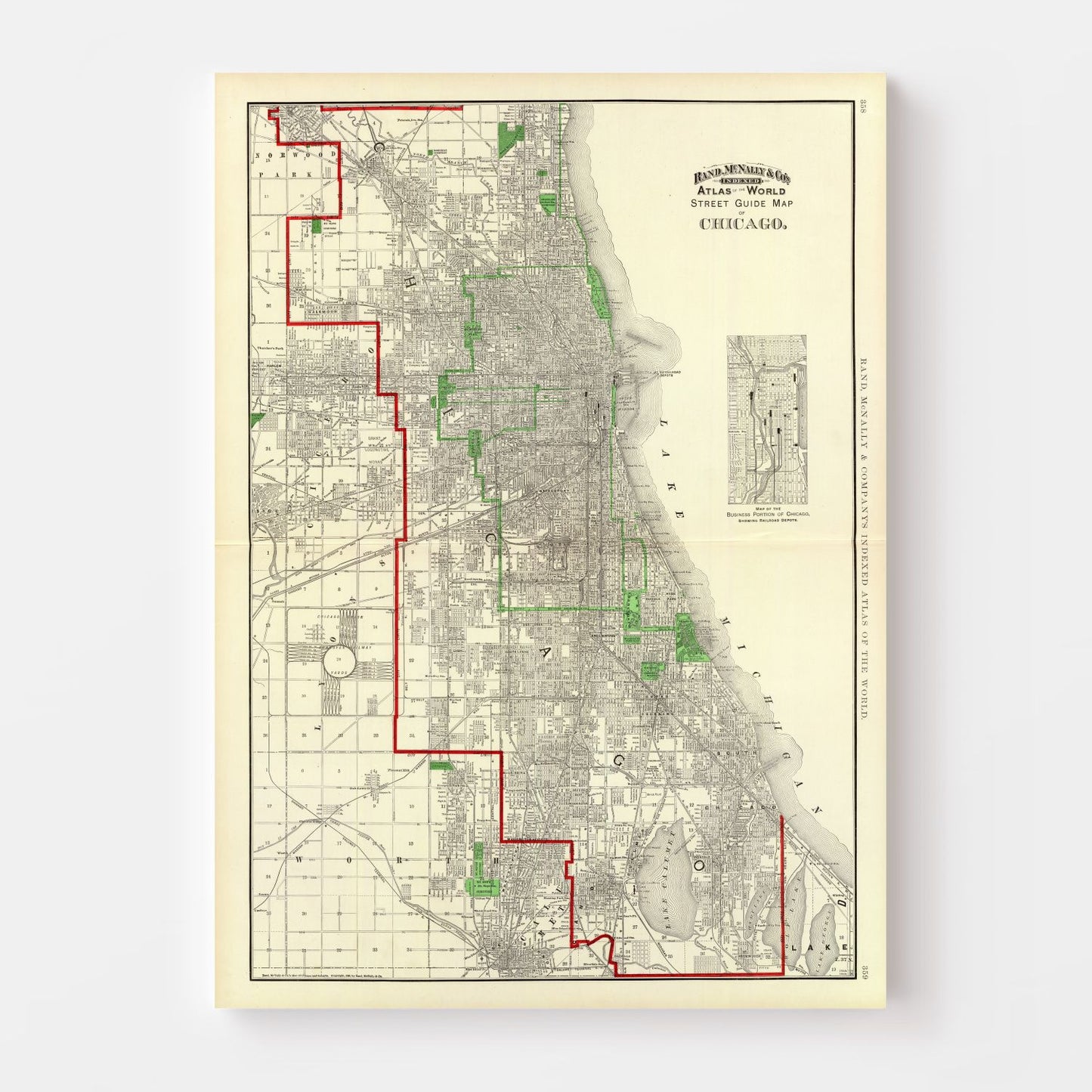 Vintage Map of Chicago, Illinois 1897