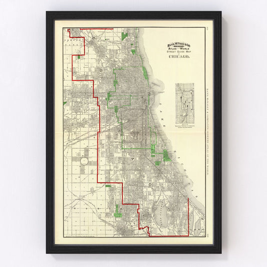 Vintage Map of Chicago, Illinois 1897