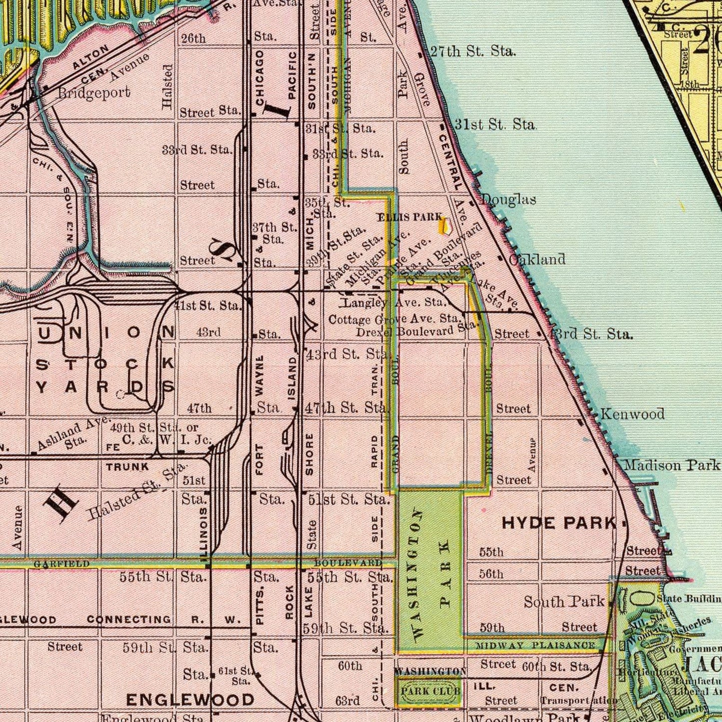 Vintage Map of Chicago, Illinois 1897
